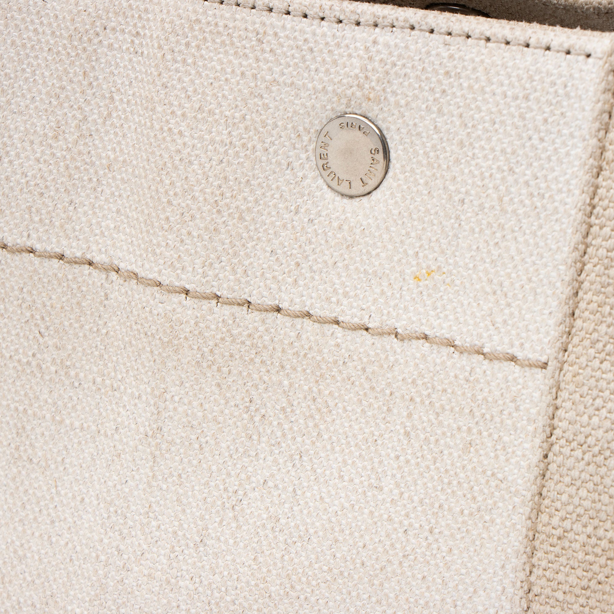 Saint Laurent Canvas Calfskin Rive Gauche Large Tote