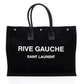 Saint Laurent Canvas Calfskin Rive Gauche Large Tote