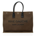 Saint Laurent Canvas Calfskin Rive Gauche Large Tote