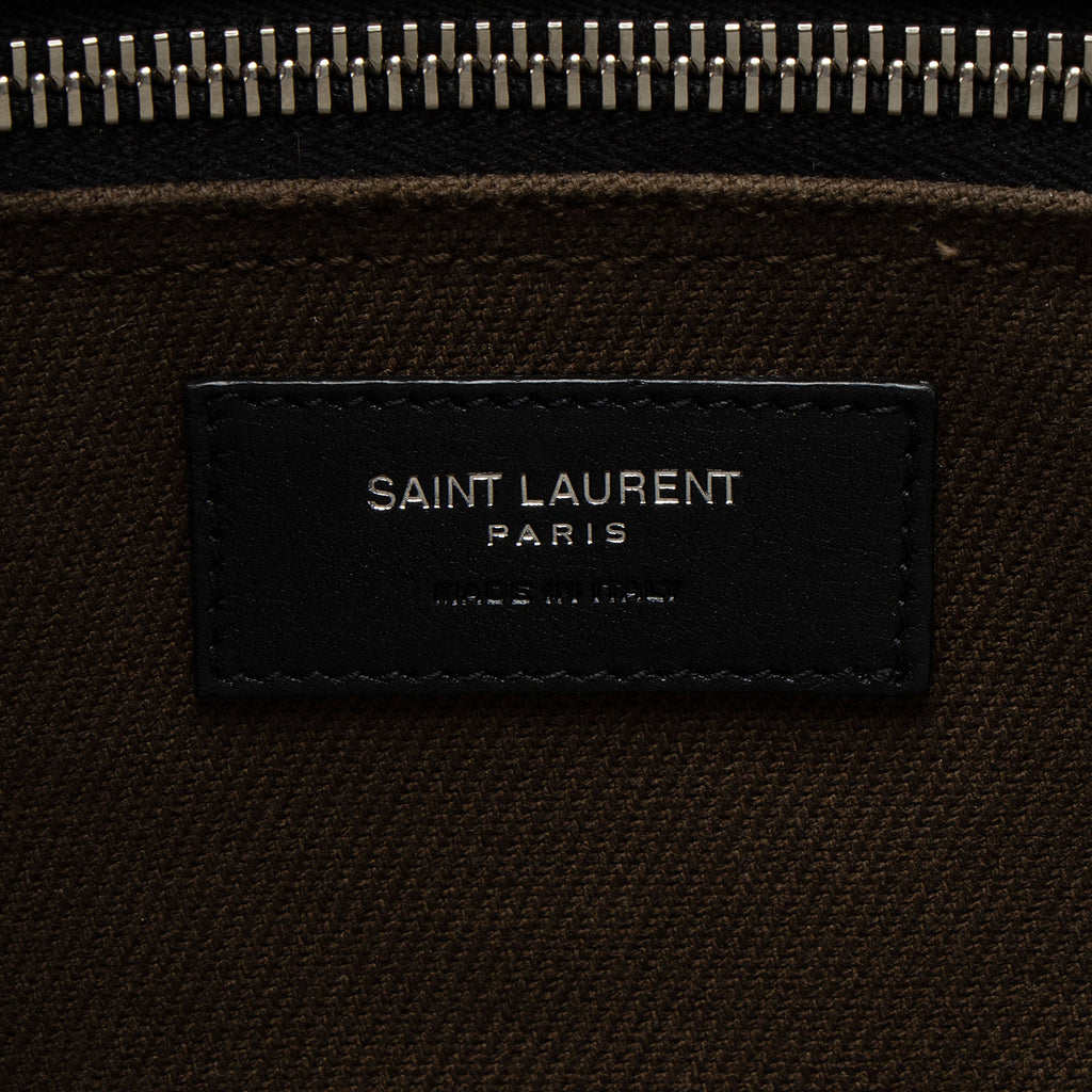 Saint Laurent Canvas Calfskin Rive Gauche Large Tote