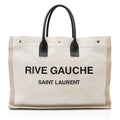 Saint Laurent Canvas Calfskin Rive Gauche Large Tote