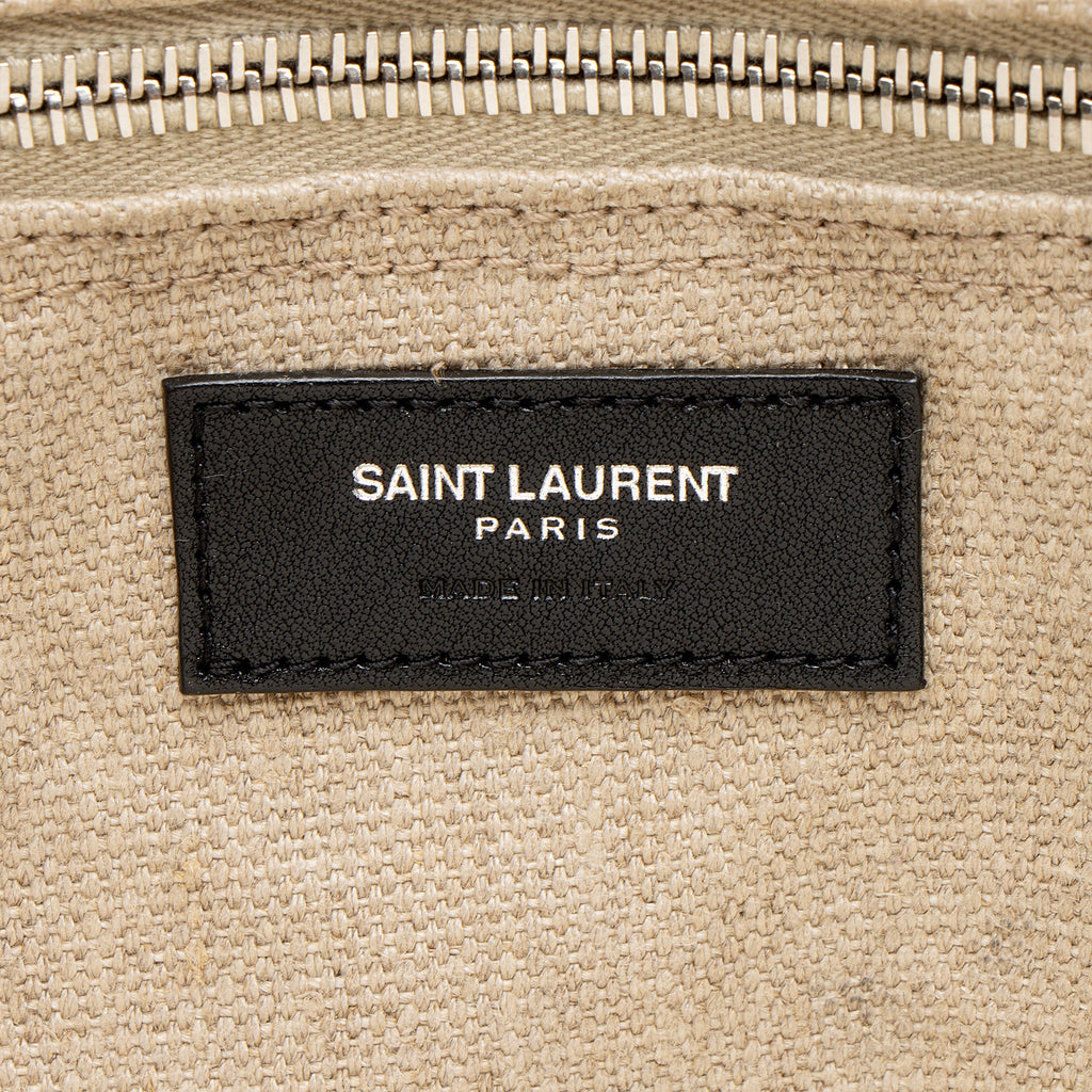Saint Laurent Canvas Calfskin Rive Gauche Large Tote