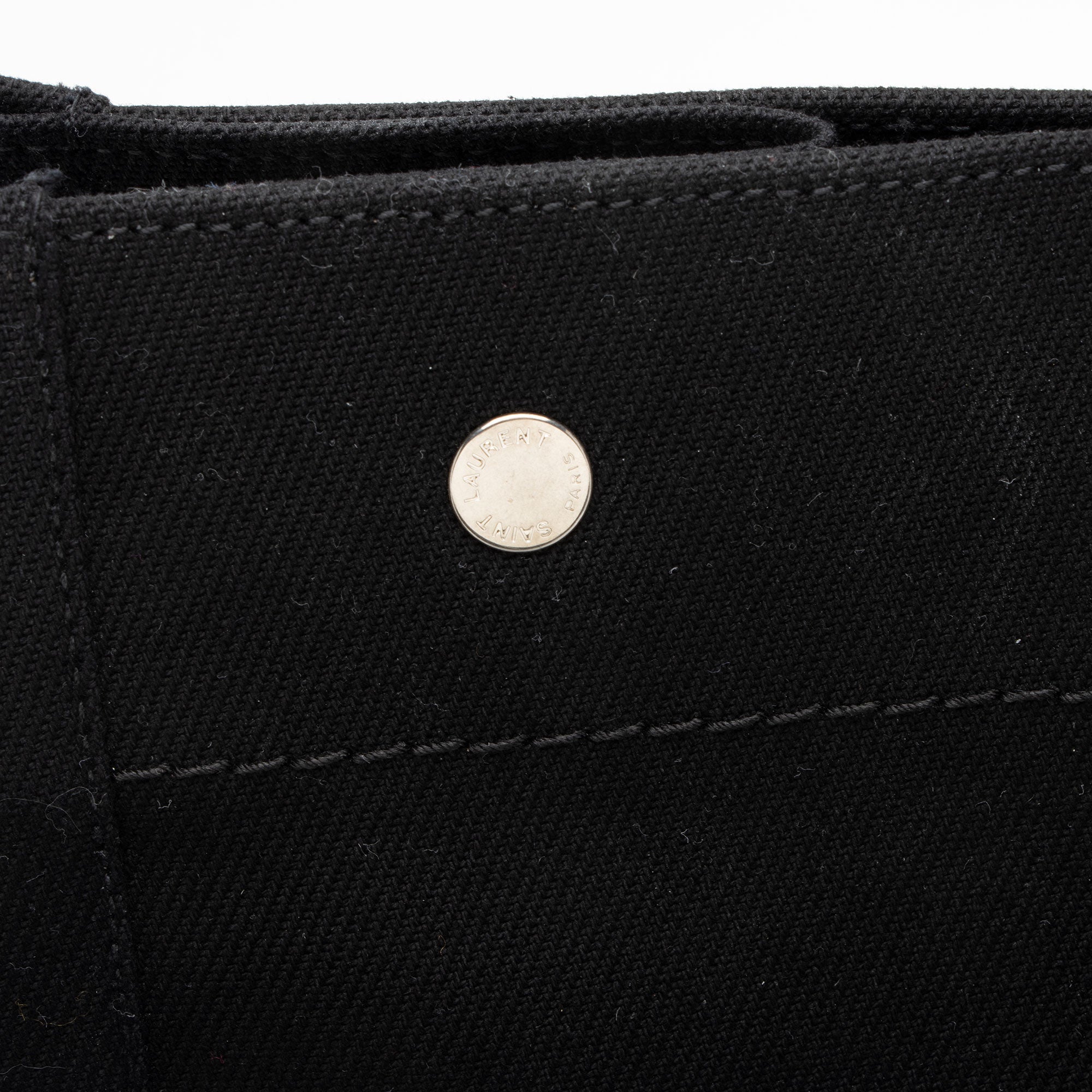 Saint Laurent Canvas Calfskin Rive Gauche Large Tote