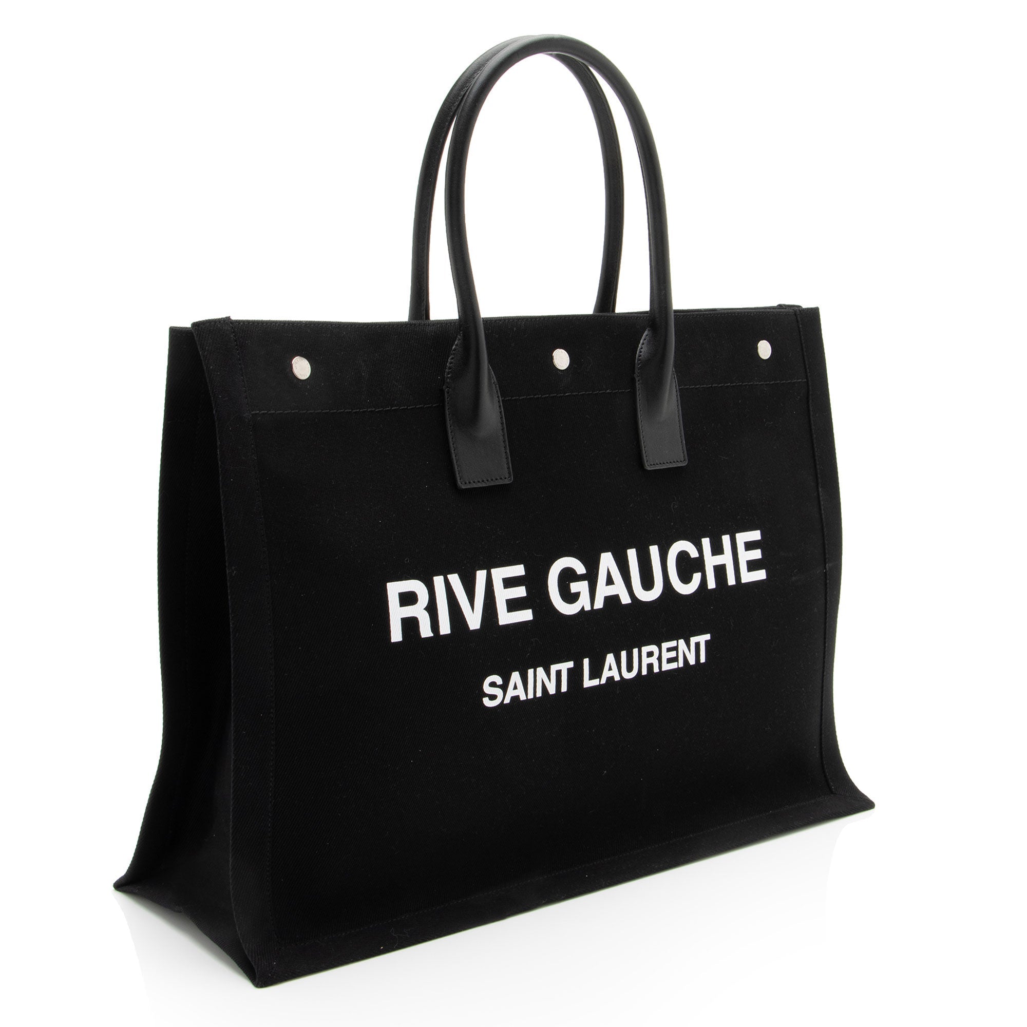 Saint Laurent Canvas Calfskin Rive Gauche Large Tote
