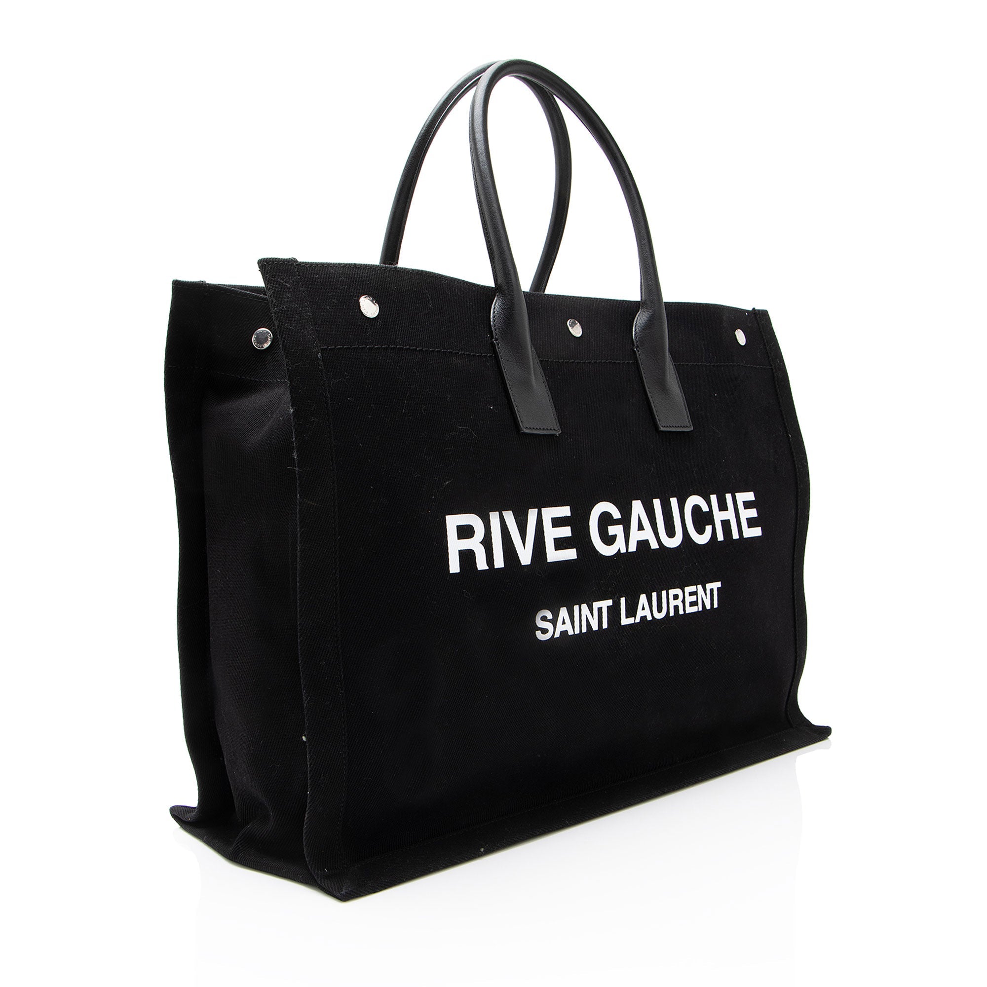 Saint Laurent Canvas Calfskin Rive Gauche Large Tote