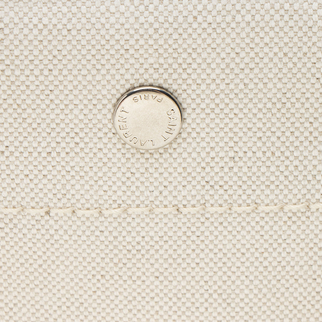 Saint Laurent Canvas Calfskin Rive Gauche Large Tote
