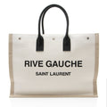 Saint Laurent Canvas Calfskin Rive Gauche Large Tote