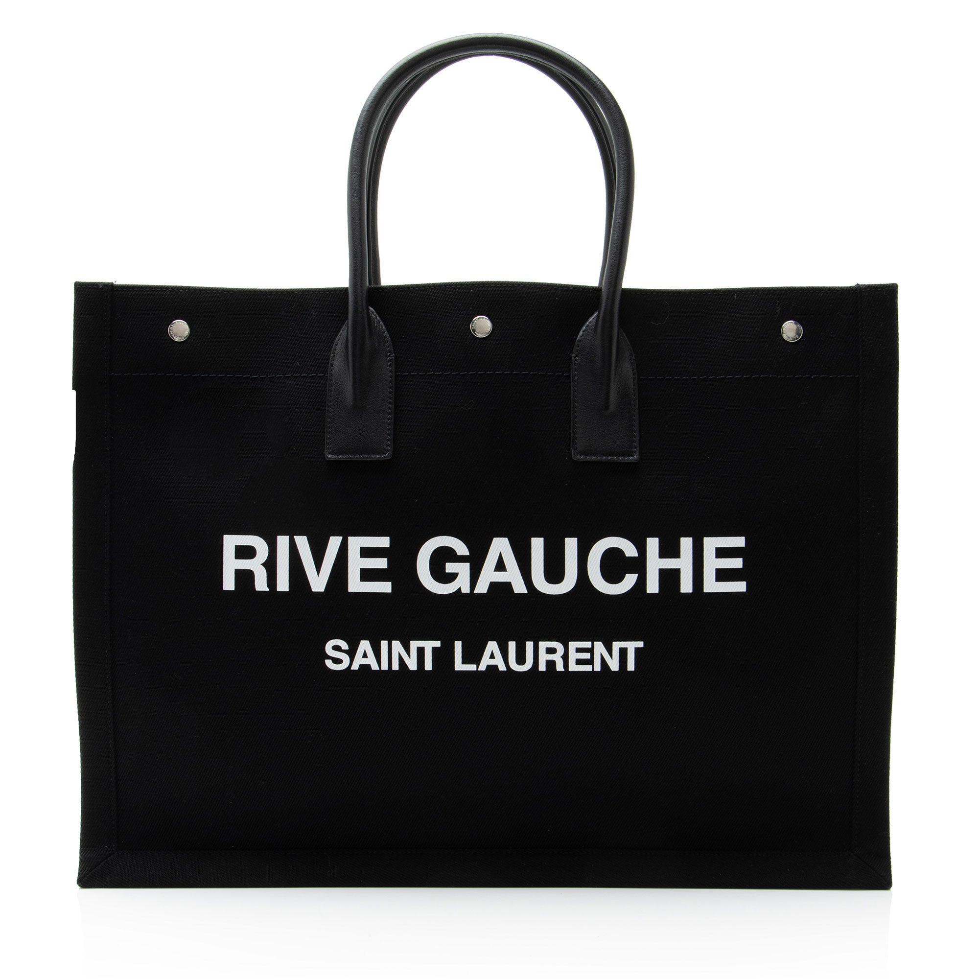 Saint Laurent Canvas Calfskin Rive Gauche Large Tote