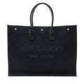 Saint Laurent Canvas Calfskin Rive Gauche Large Tote