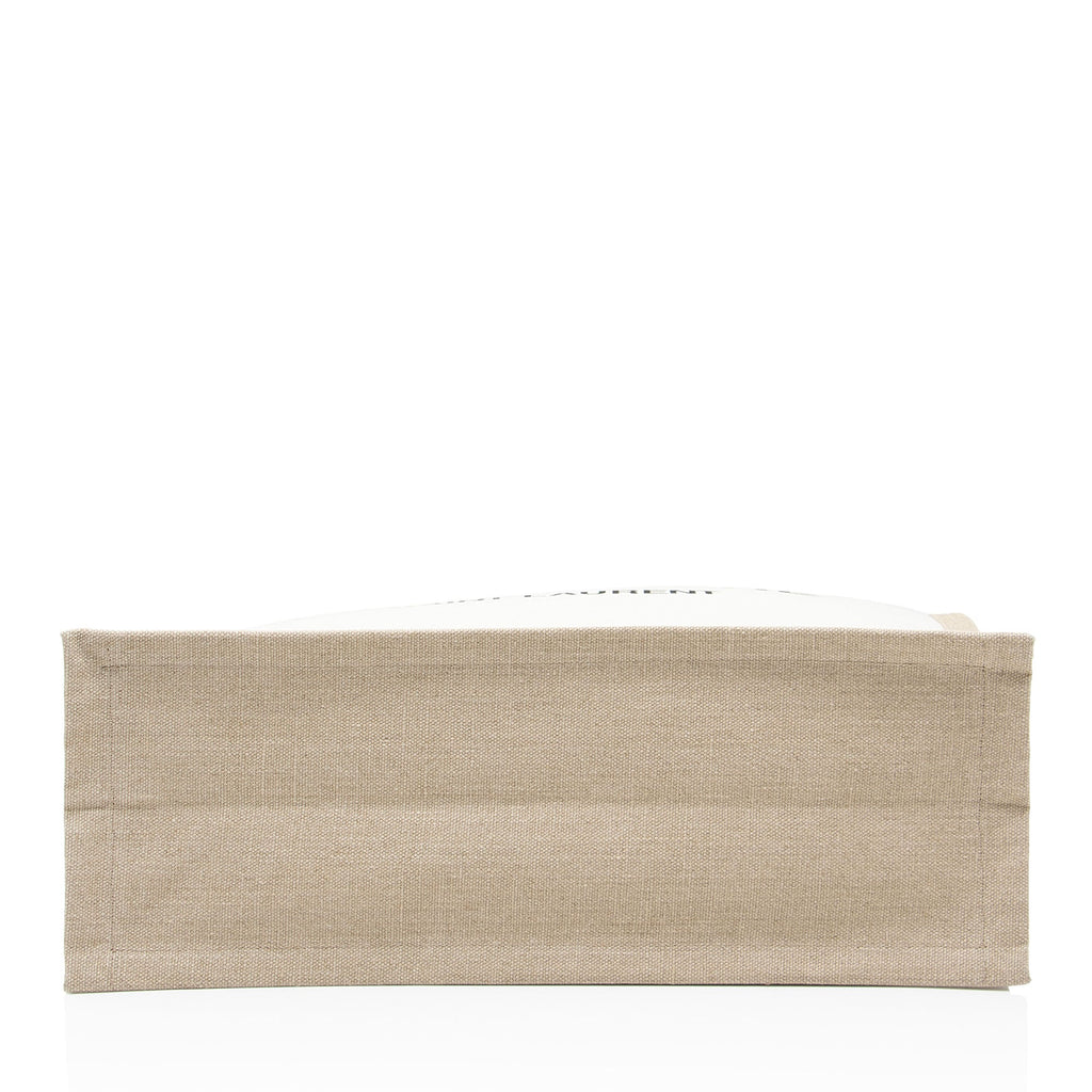 Saint Laurent Canvas Calfskin Rive Gauche Large Tote