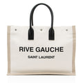 Saint Laurent Canvas Calfskin Rive Gauche Large Tote