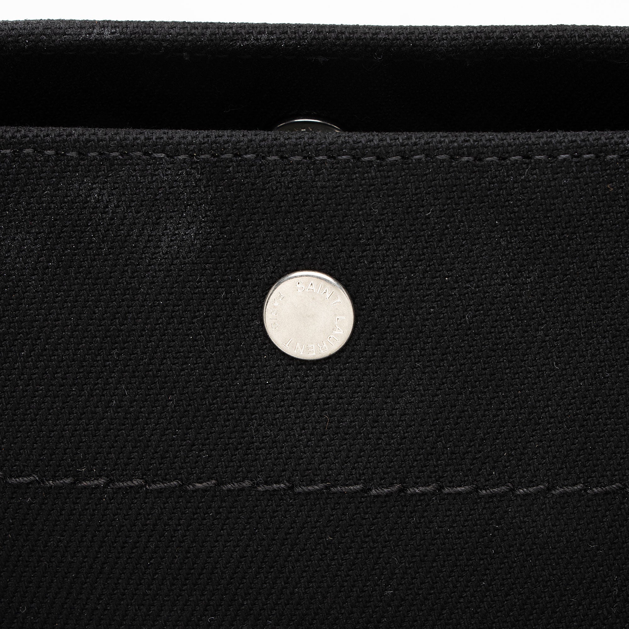 Saint Laurent Canvas Calfskin Rive Gauche Large Tote
