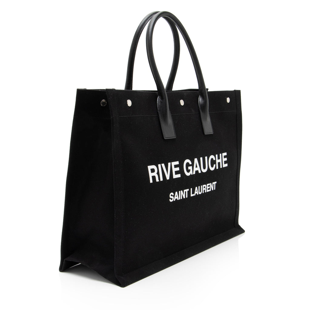 Saint Laurent Canvas Calfskin Rive Gauche Large Tote