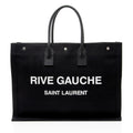 Saint Laurent Canvas Calfskin Rive Gauche Large Tote