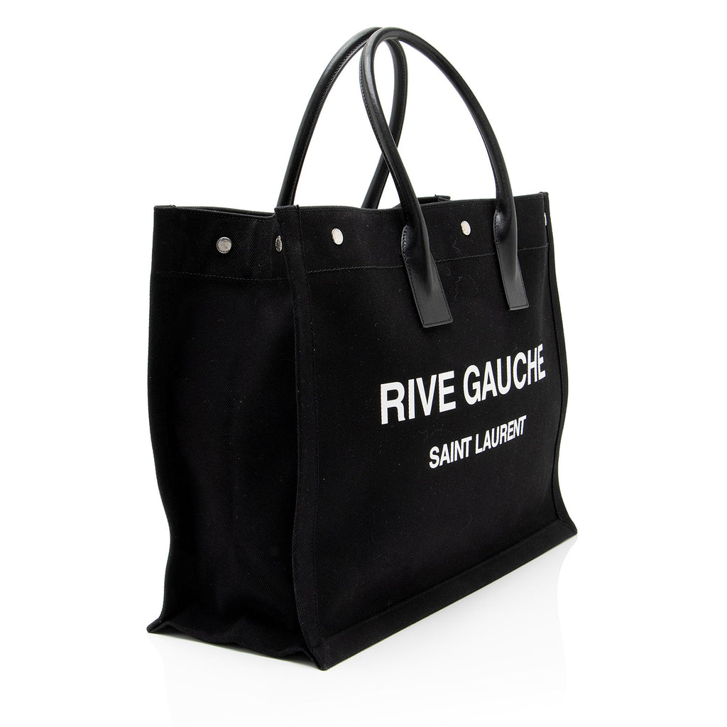 Saint Laurent Canvas Calfskin Rive Gauche Large Tote