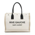 Saint Laurent Canvas Calfskin Rive Gauche Small Tote