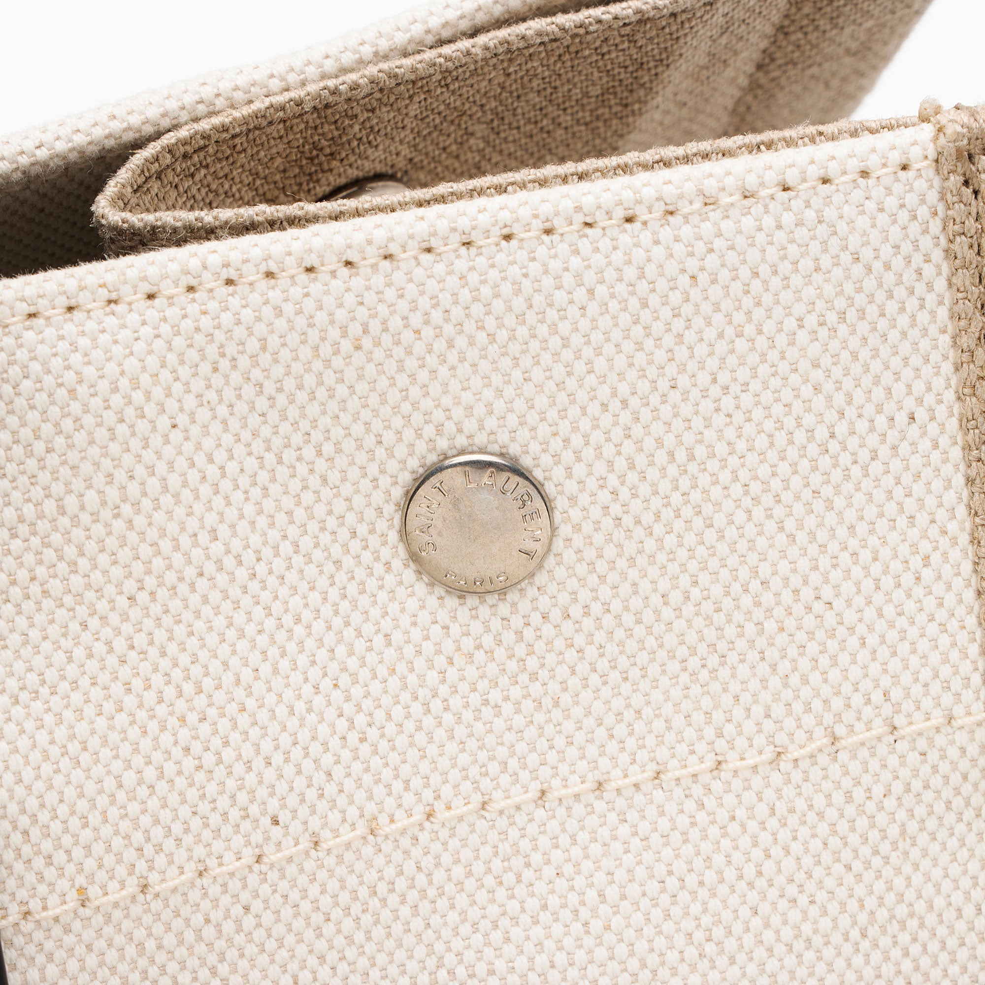 Saint Laurent Canvas Calfskin Rive Gauche Small Tote