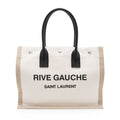 Saint Laurent Canvas Calfskin Rive Gauche Small Tote