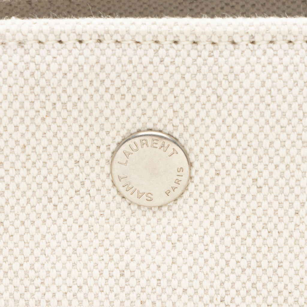 Saint Laurent Canvas Calfskin Rive Gauche Small Tote