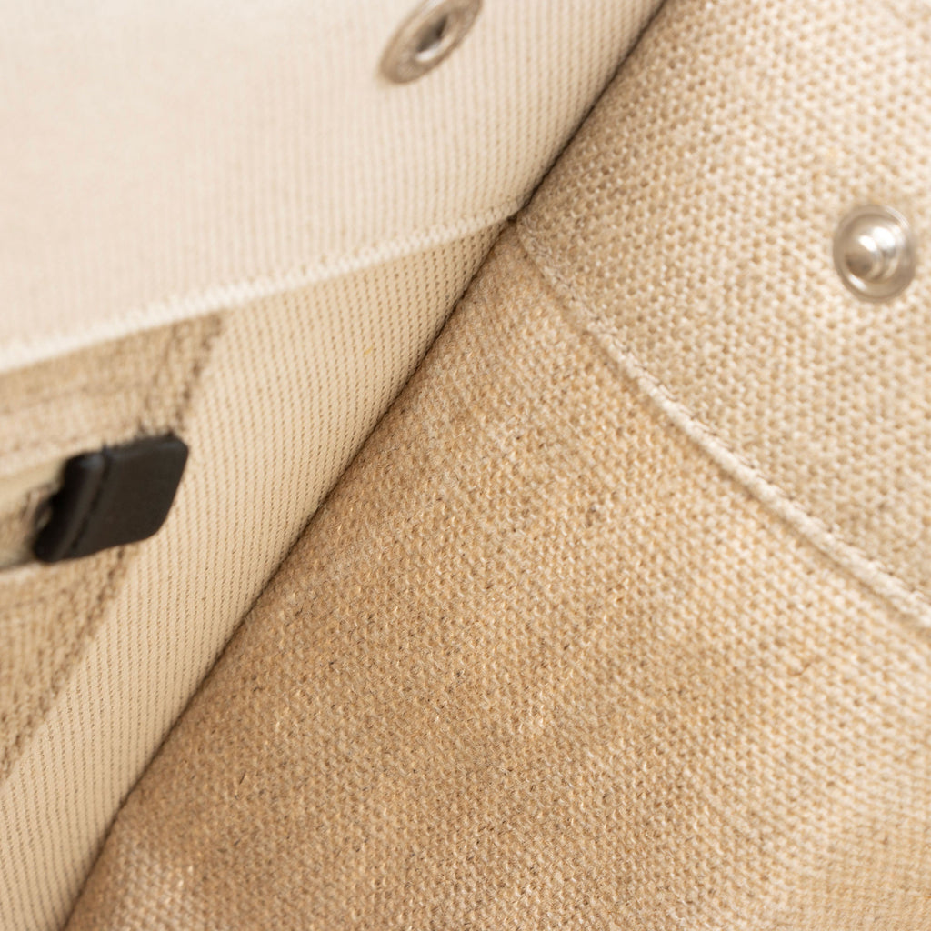 Saint Laurent Canvas Calfskin Rive Gauche Small Tote