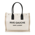 Saint Laurent Canvas Calfskin Rive Gauche Small Tote