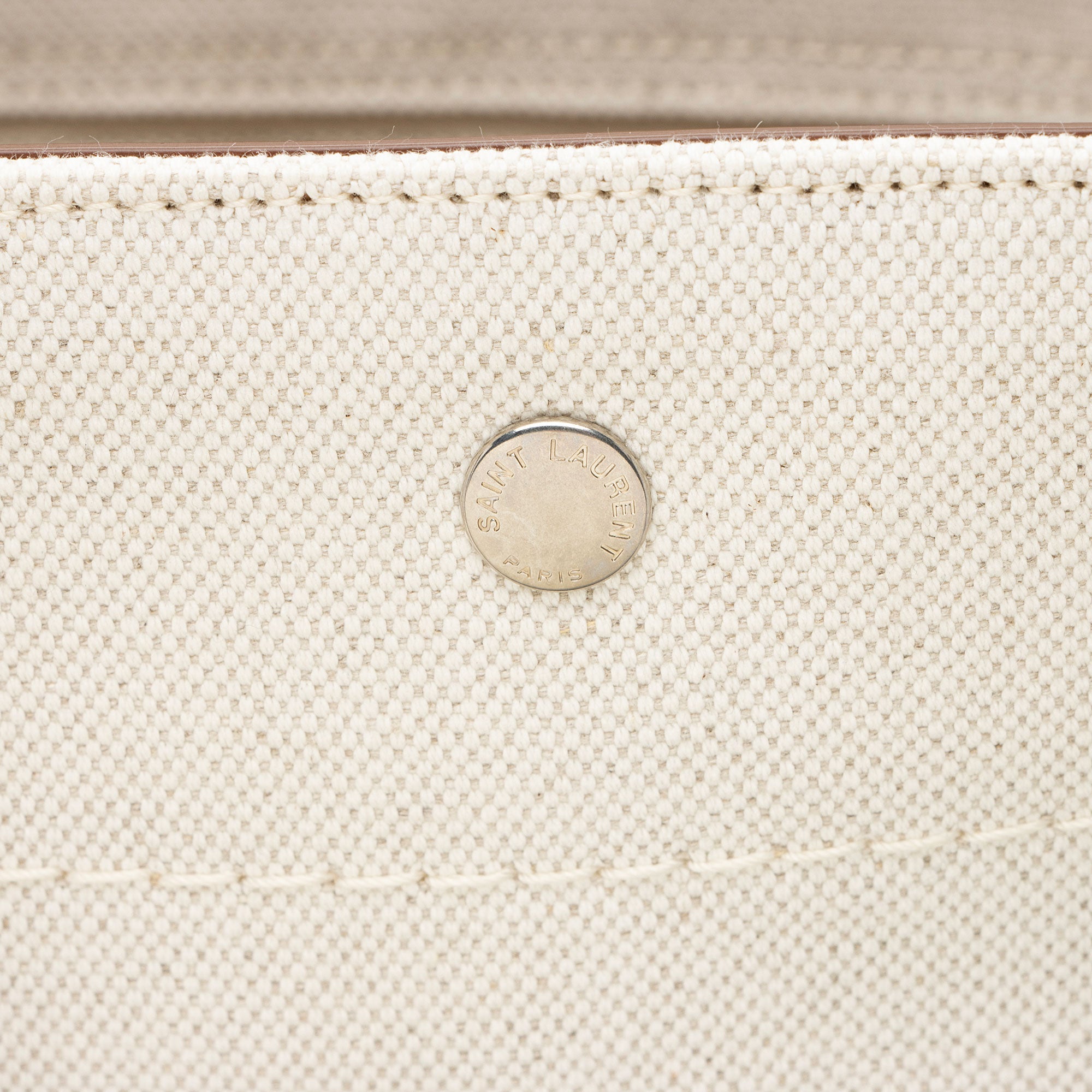 Saint Laurent Canvas Calfskin Trapezoid Rive Gauche Tote