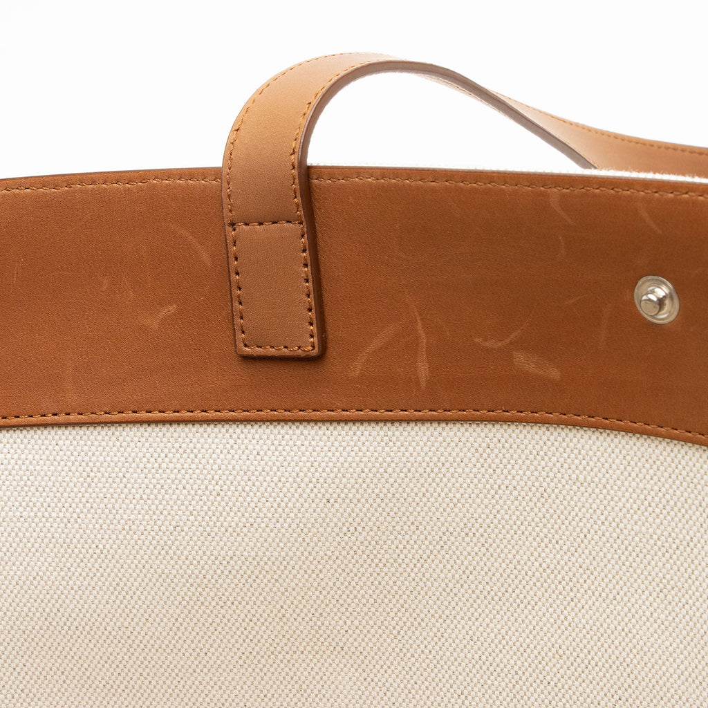 Saint Laurent Canvas Calfskin Trapezoid Rive Gauche Tote