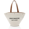 Saint Laurent Canvas Calfskin Trapezoid Rive Gauche Tote