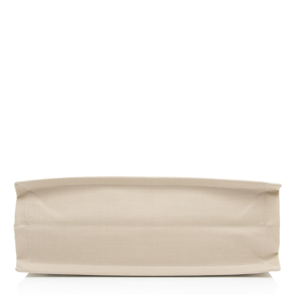 Saint Laurent Canvas Calfskin Striped Rive Gauche Large Tote