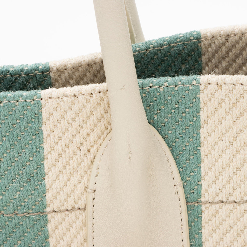 Saint Laurent Canvas Calfskin Striped Rive Gauche Large Tote