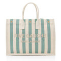 Saint Laurent Canvas Calfskin Striped Rive Gauche Large Tote