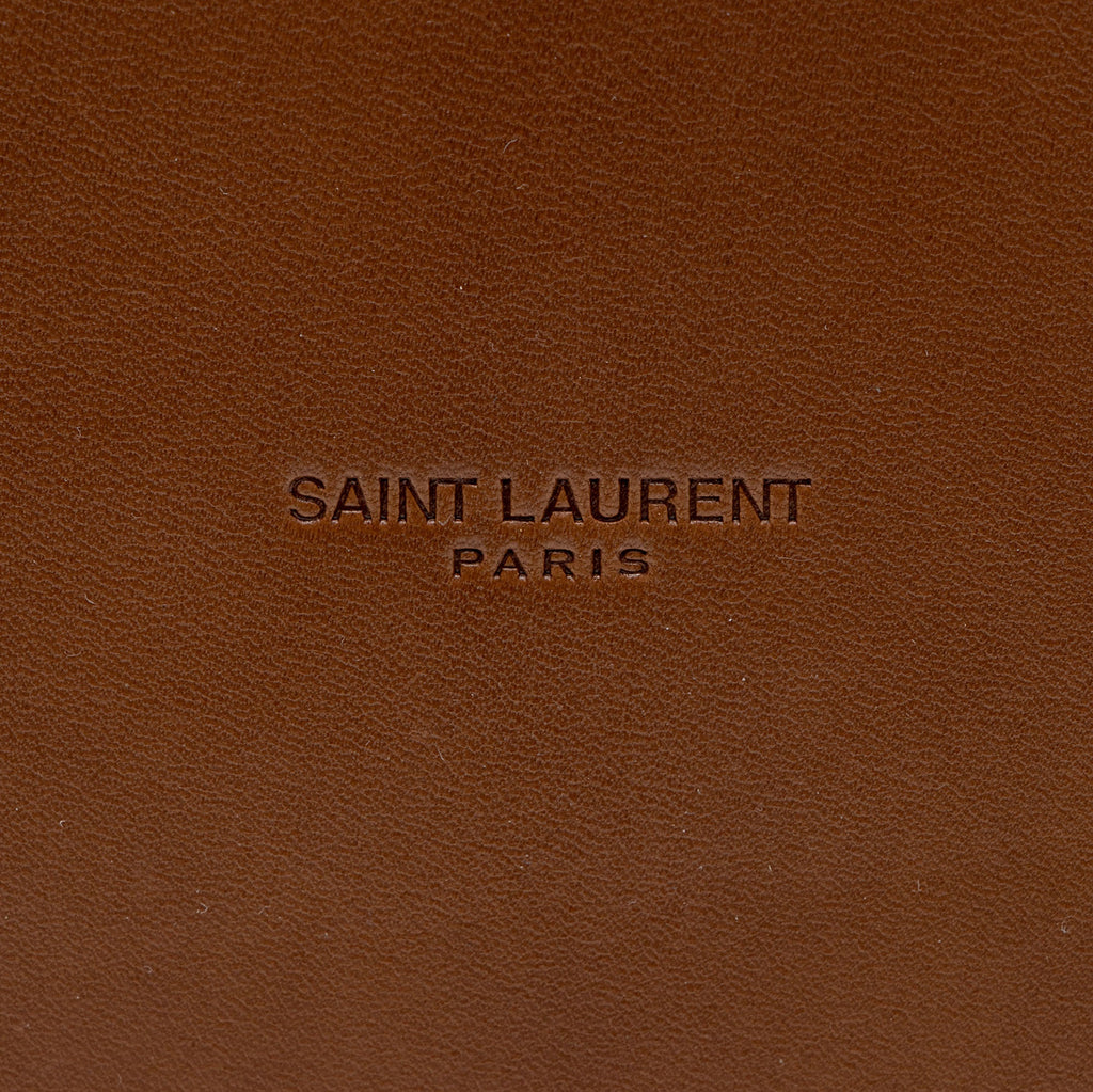 Saint Laurent Canvas Calfskin Trapezoid Rive Gauche Tote