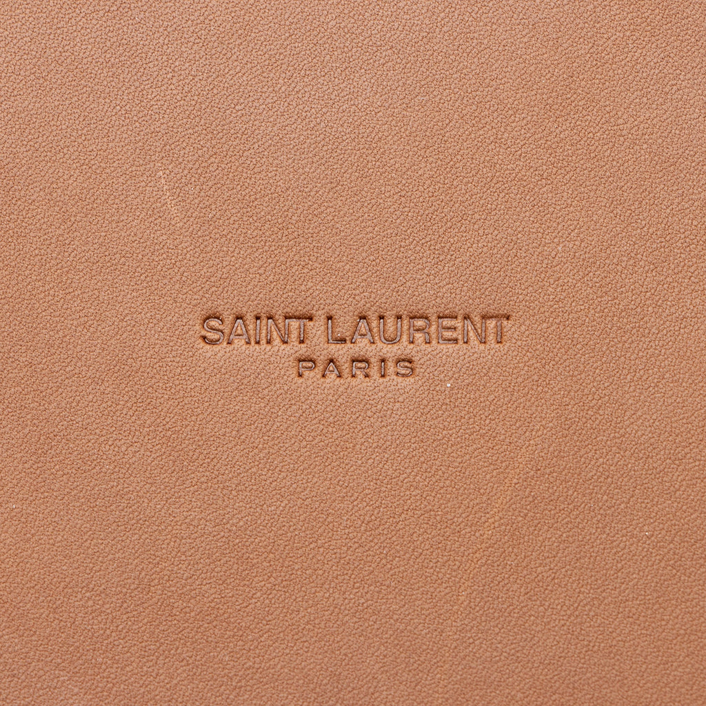 Saint Laurent Canvas Calfskin Trapezoid Rive Gauche Tote