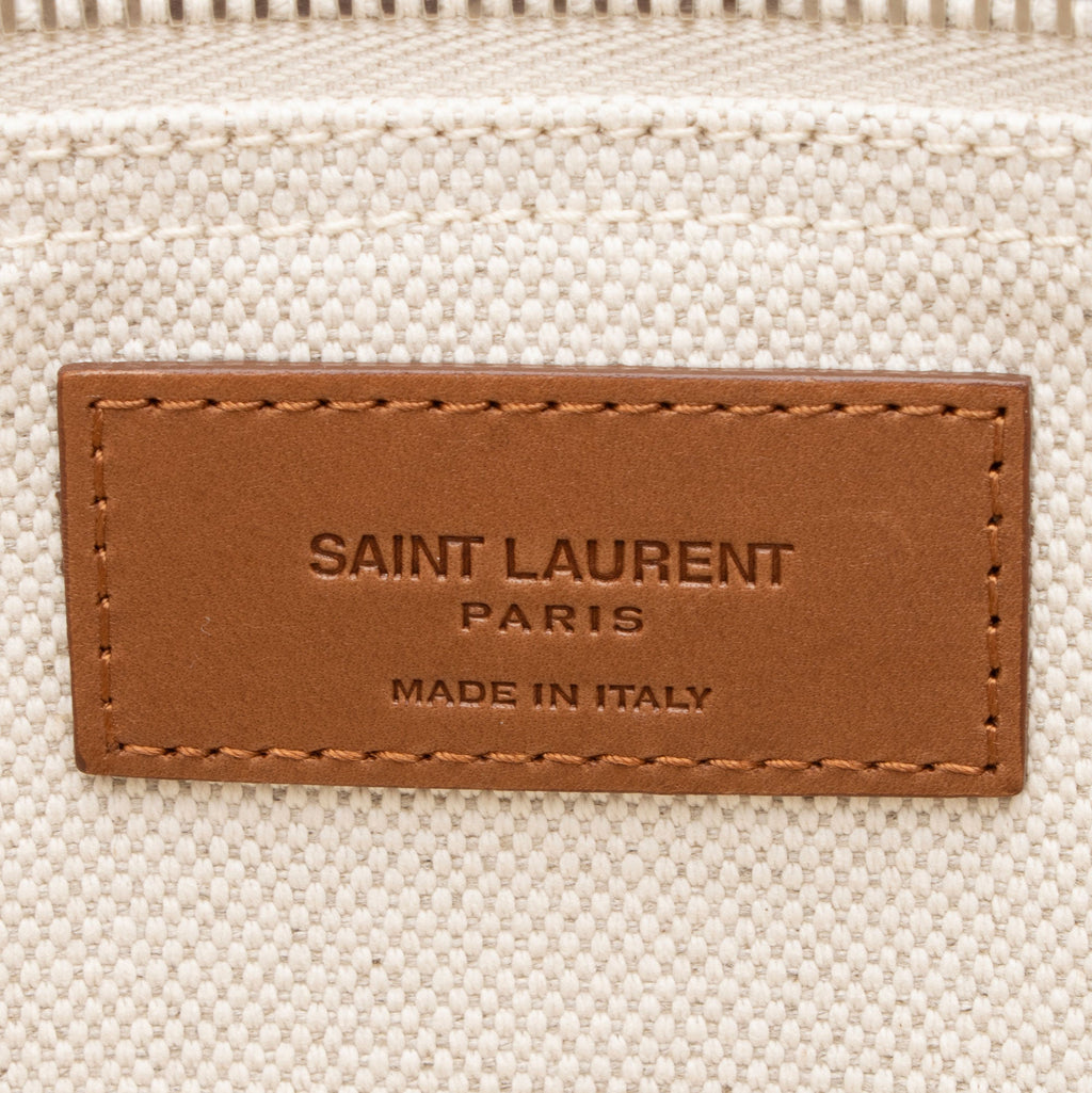 Saint Laurent Canvas Calfskin Trapezoid Rive Gauche Tote