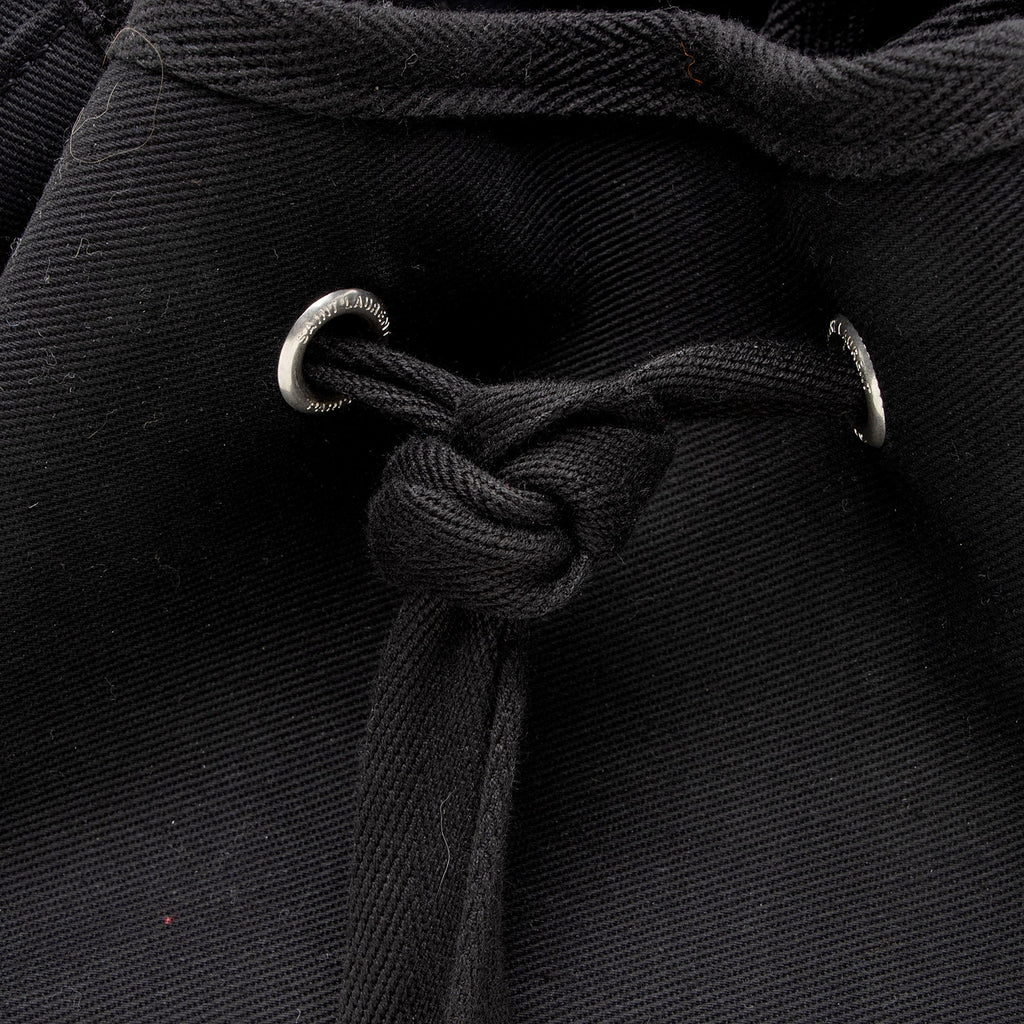 Saint Laurent Canvas Embroidered Rive Gauche Drawstring Sling Bag