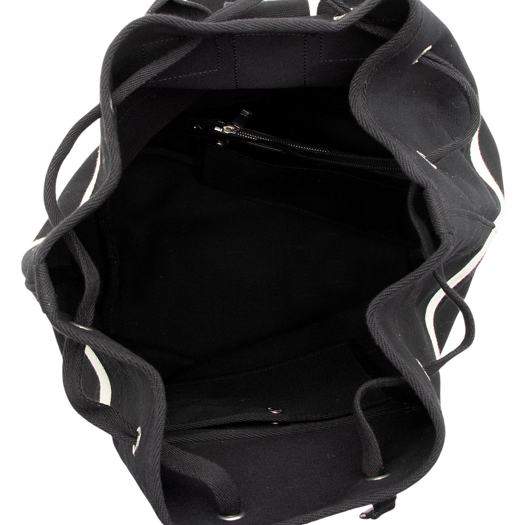 Saint Laurent Canvas Embroidered Rive Gauche Drawstring Sling Bag