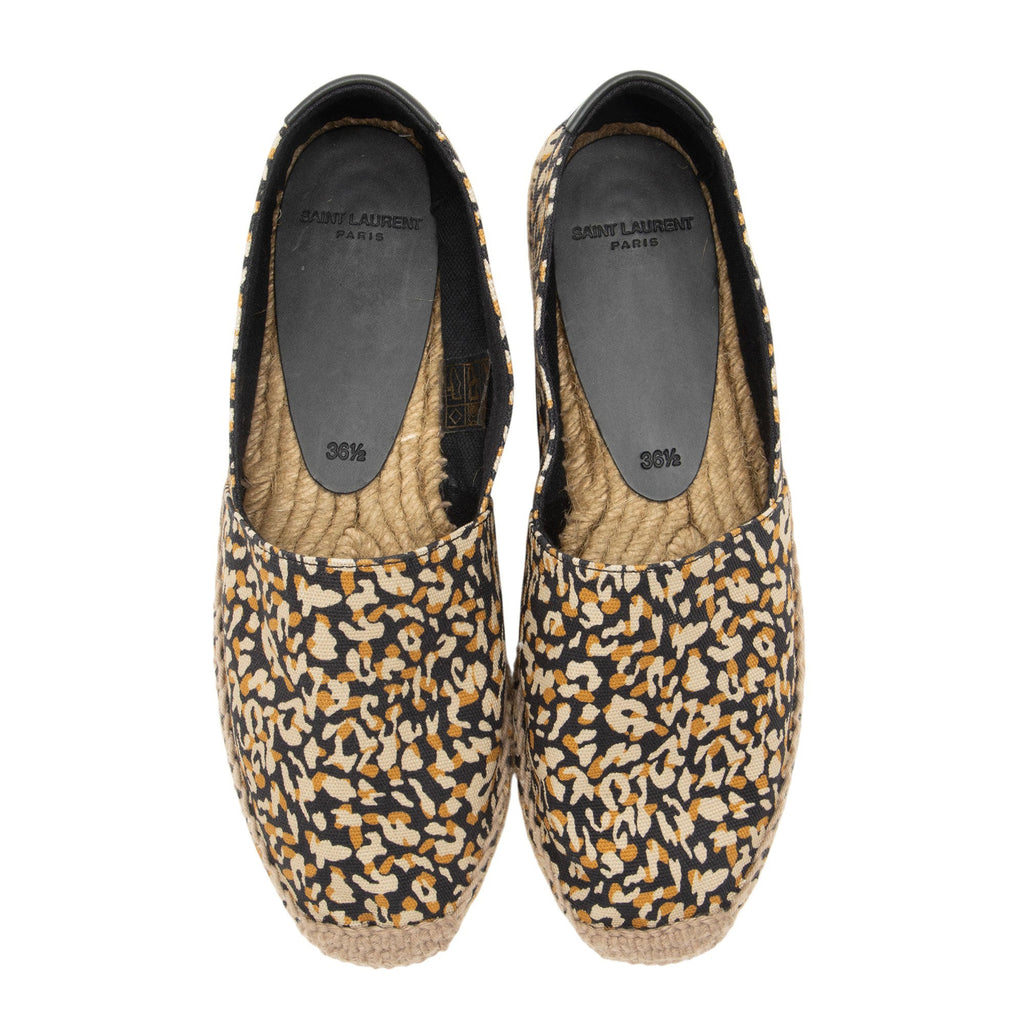 Saint Laurent Canvas Leopard Print Espadrilles - Size 6.5 / 36.5