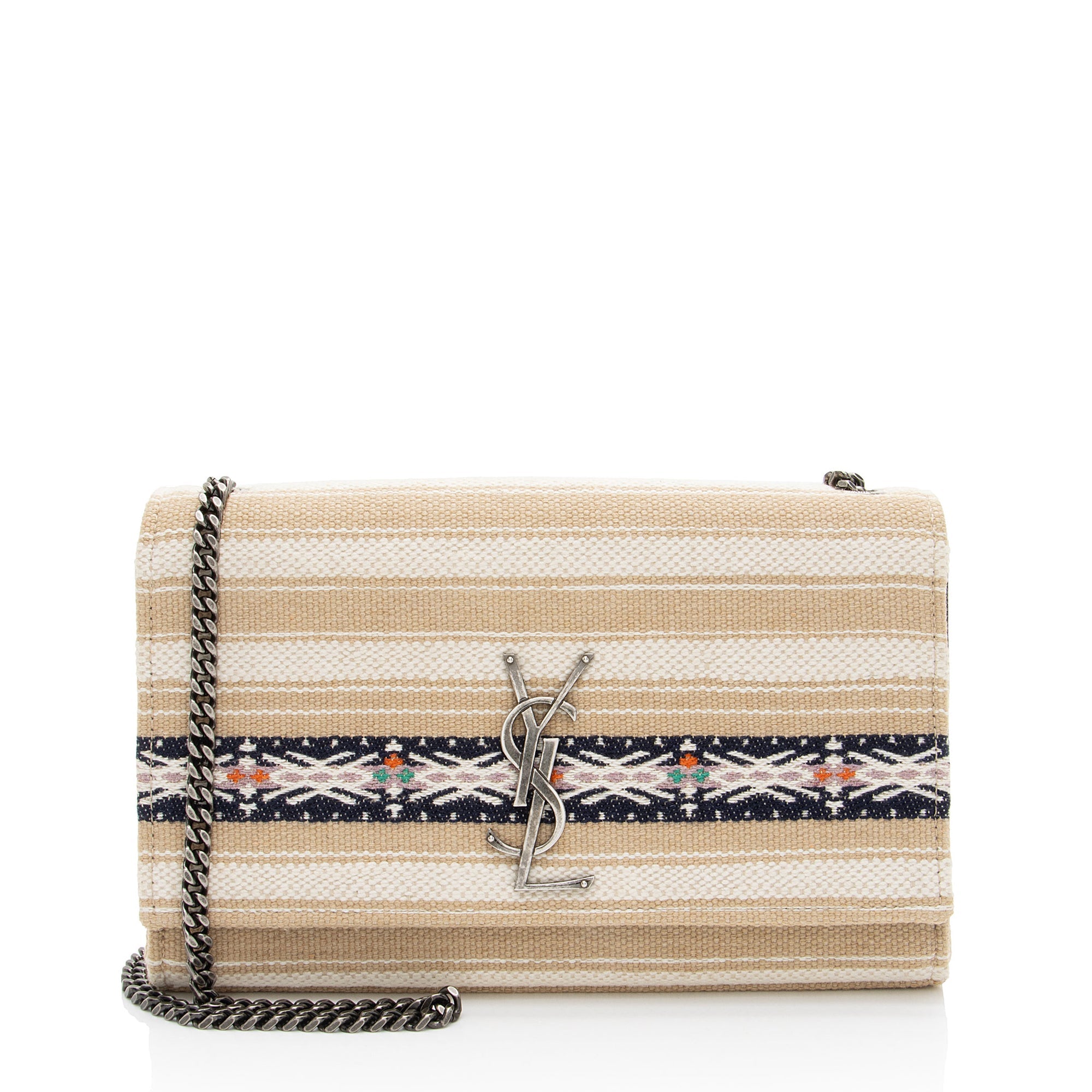 Saint Laurent Canvas Printed Monogram Kate Shoulder Bag