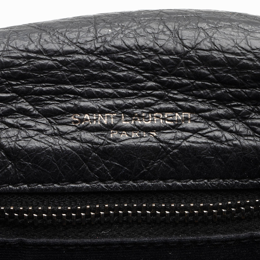 Saint Laurent Crinkled Calfskin Matte Black Monogram Niki Large Shoulder Bag (SHF-eFW25Q)