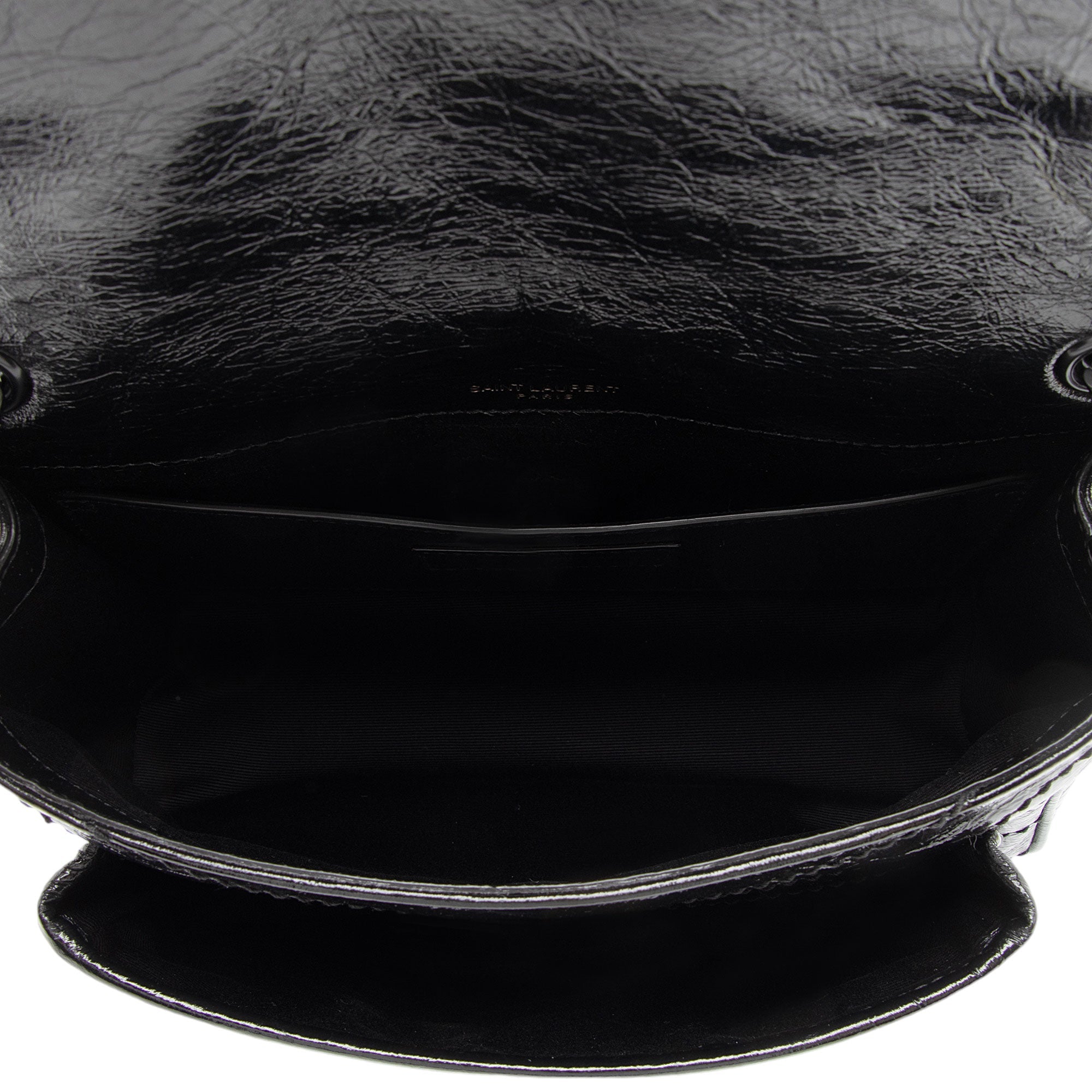 Saint Laurent Crinkled Calfskin Monogram Niki Baby Shoulder Bag (SHF-BRqPlH)