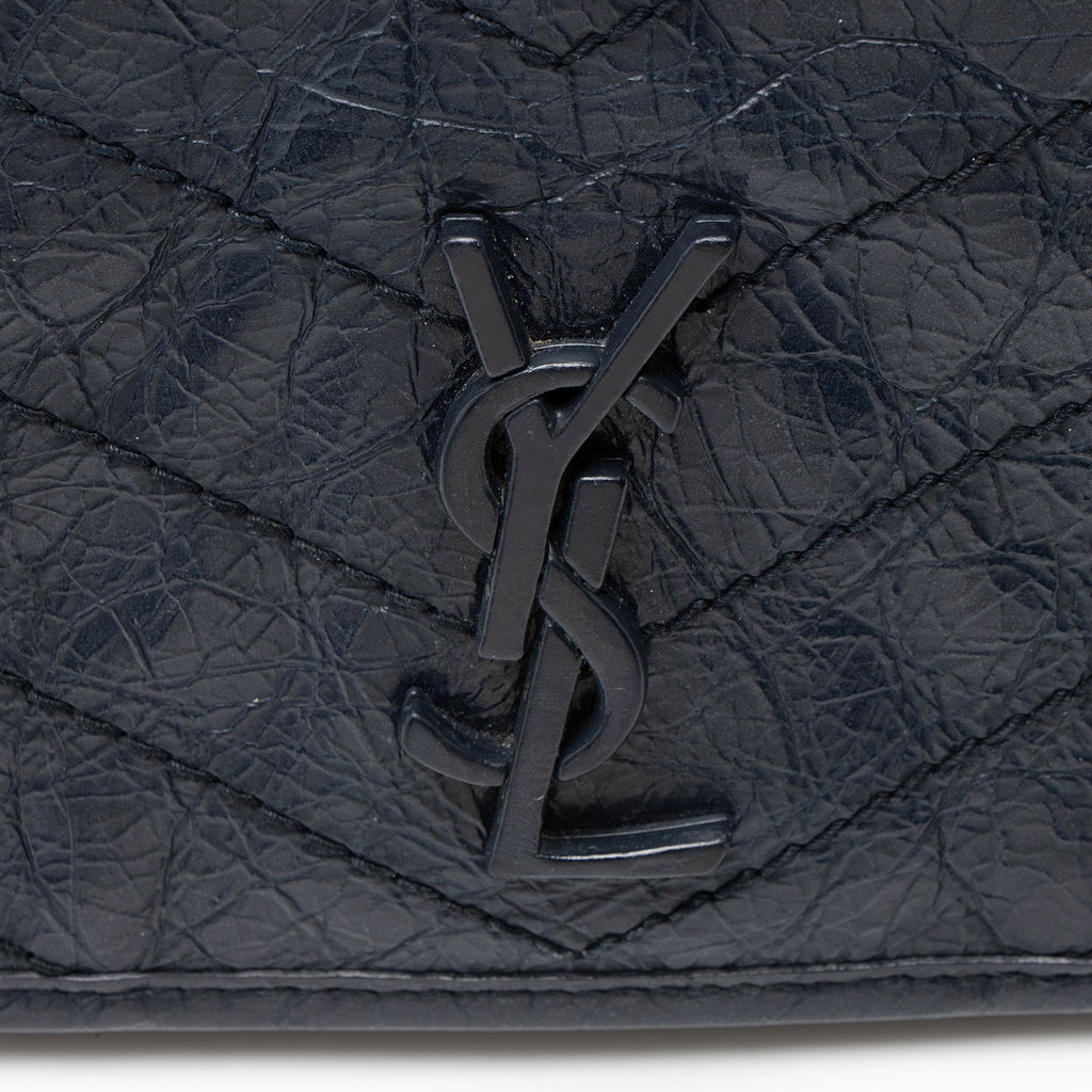 Saint Laurent Crinkled Calfskin Monogram Niki Chain Wallet