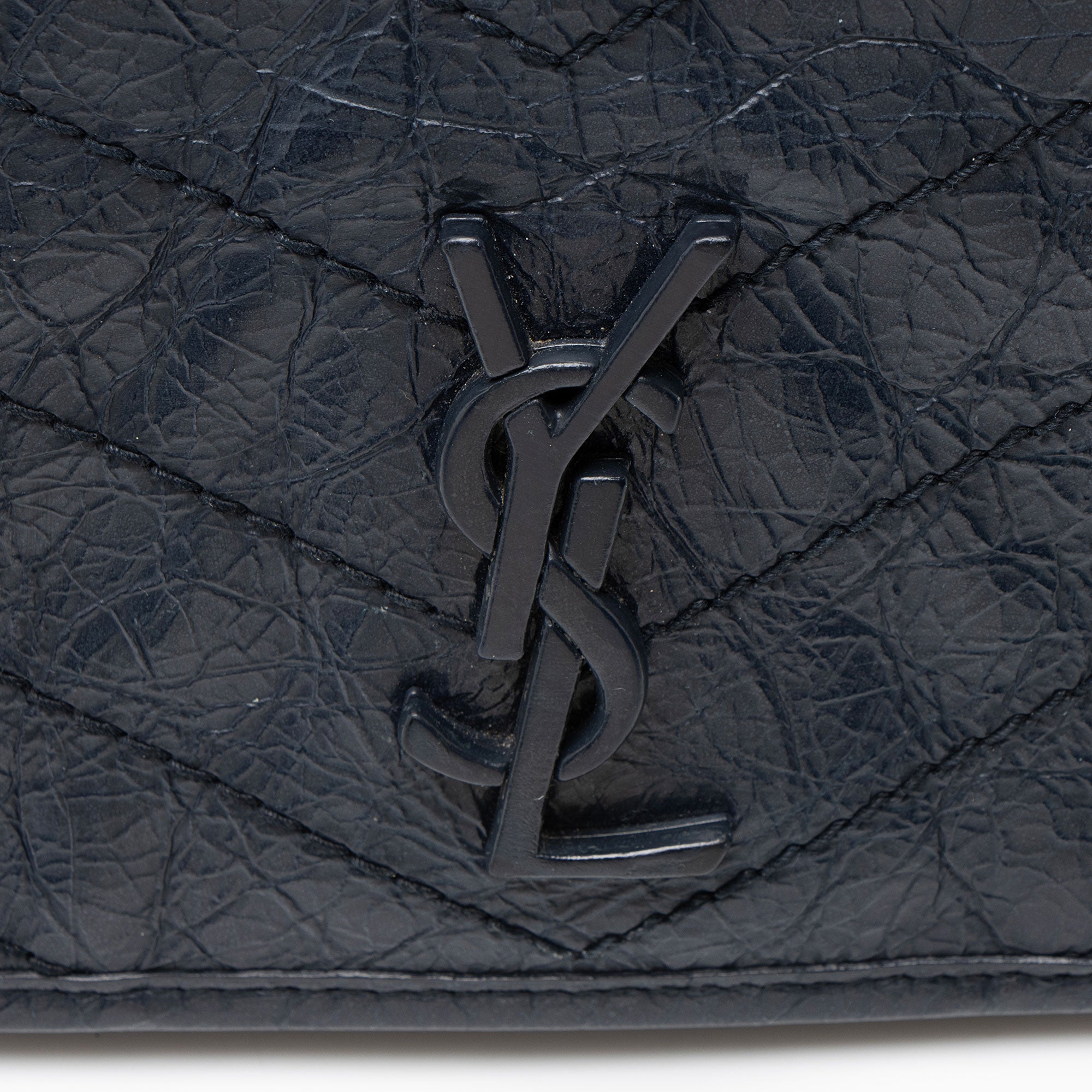 Saint Laurent Crinkled Calfskin Monogram Niki Chain Wallet