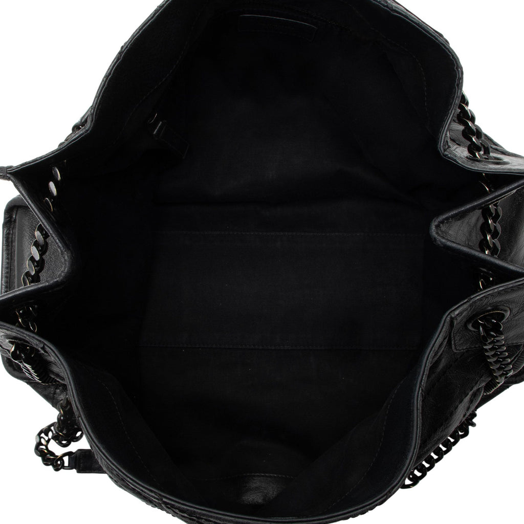 Saint Laurent Crinkled Calfskin Monogram Niki Large Shopping Tote