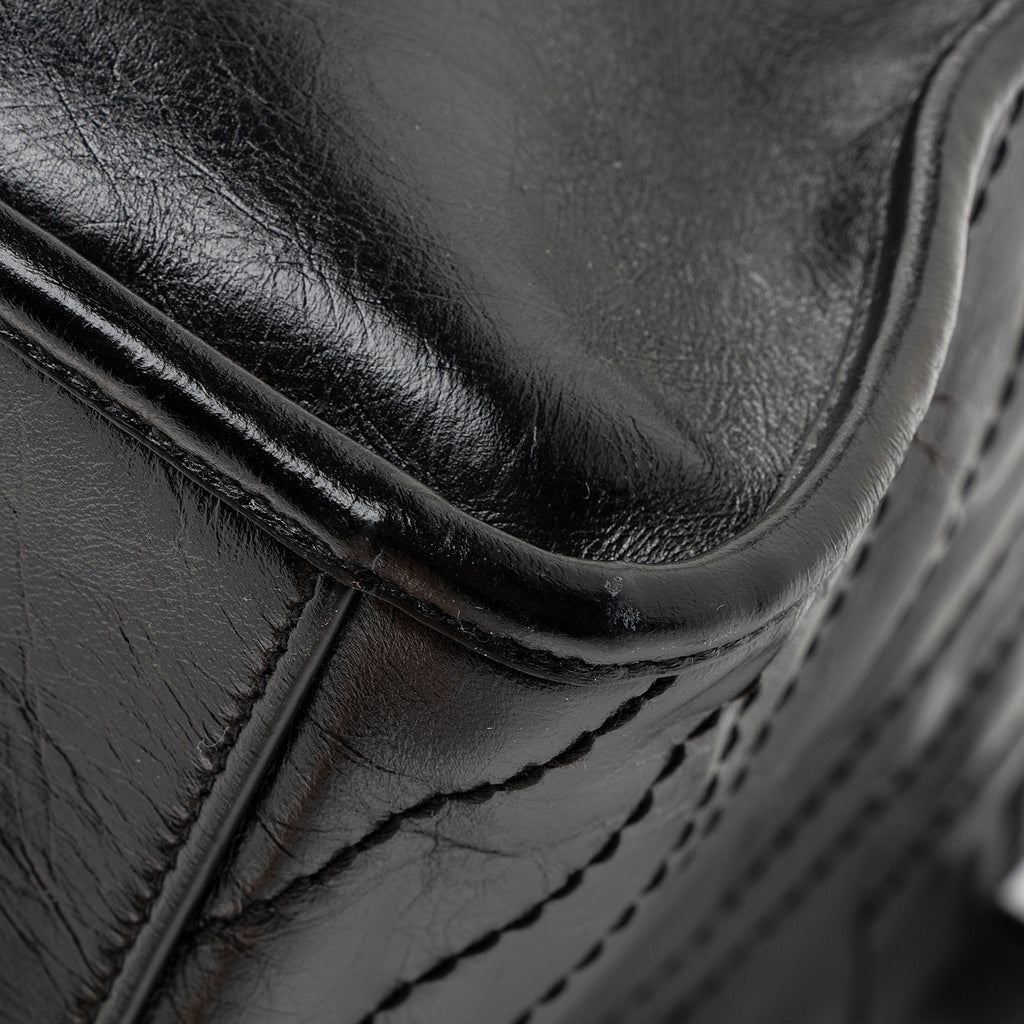 Saint Laurent Crinkled Calfskin Monogram Niki Medium Shopping Tote (SHF-HoUdcp)