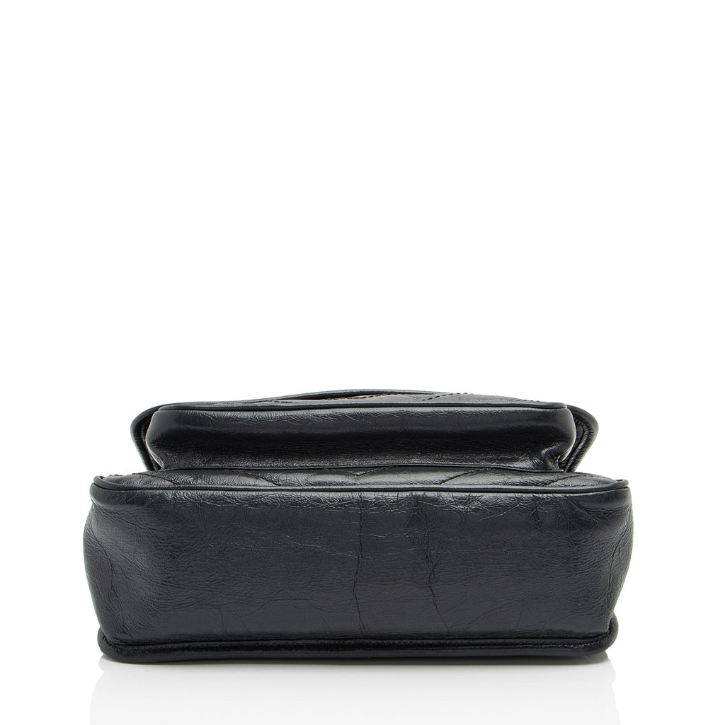 Saint Laurent Crinkled Calfskin Monogram Niki Medium Shoulder Bag