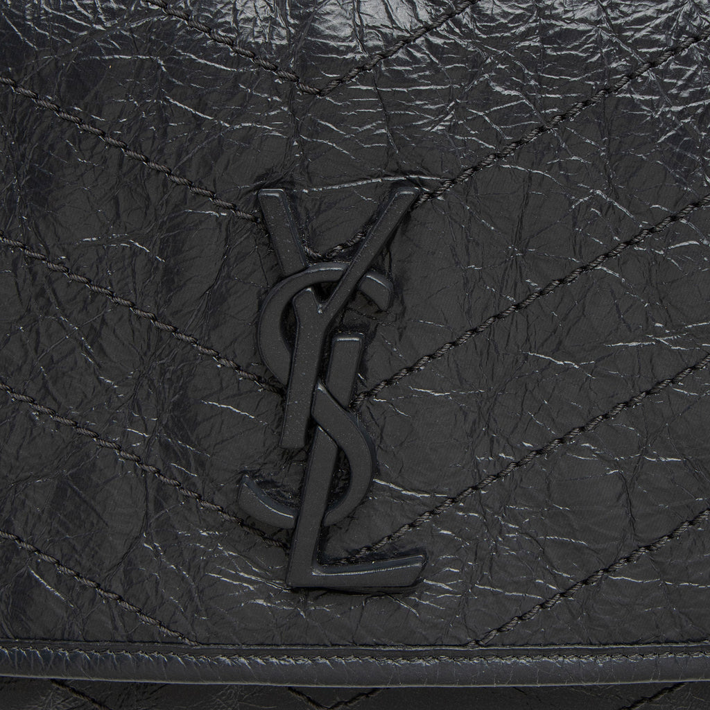 Saint Laurent Crinkled Calfskin Monogram Niki Medium Shoulder Bag