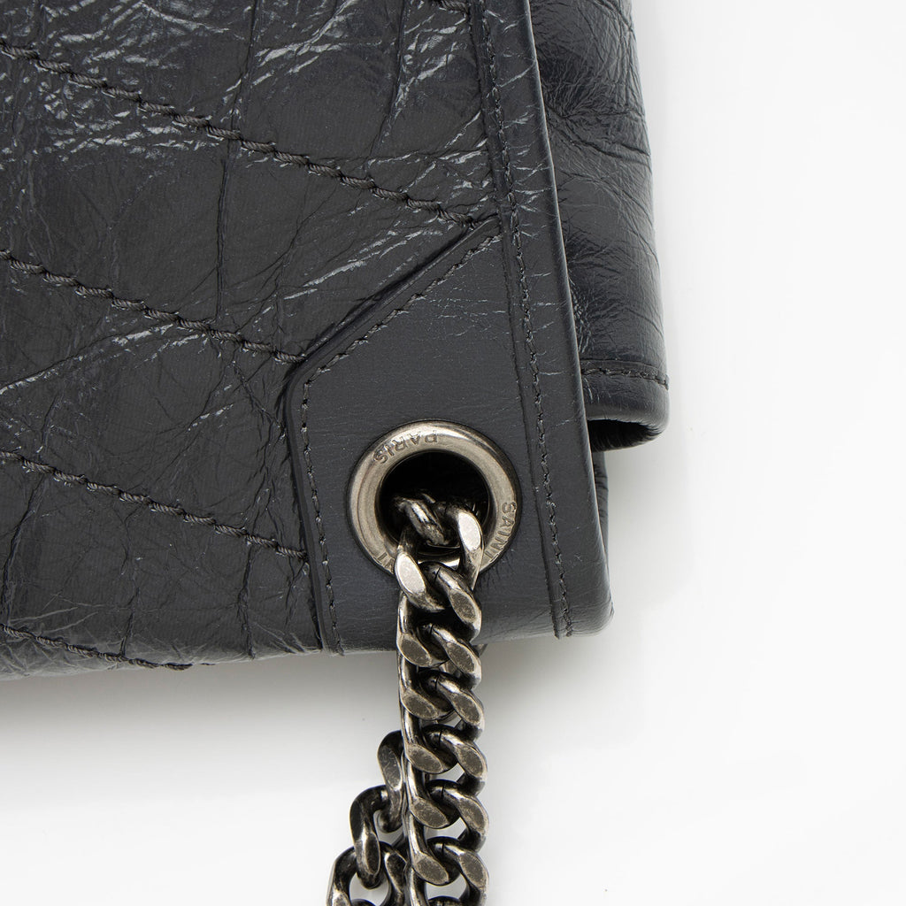 Saint Laurent Crinkled Calfskin Monogram Niki Medium Shoulder Bag