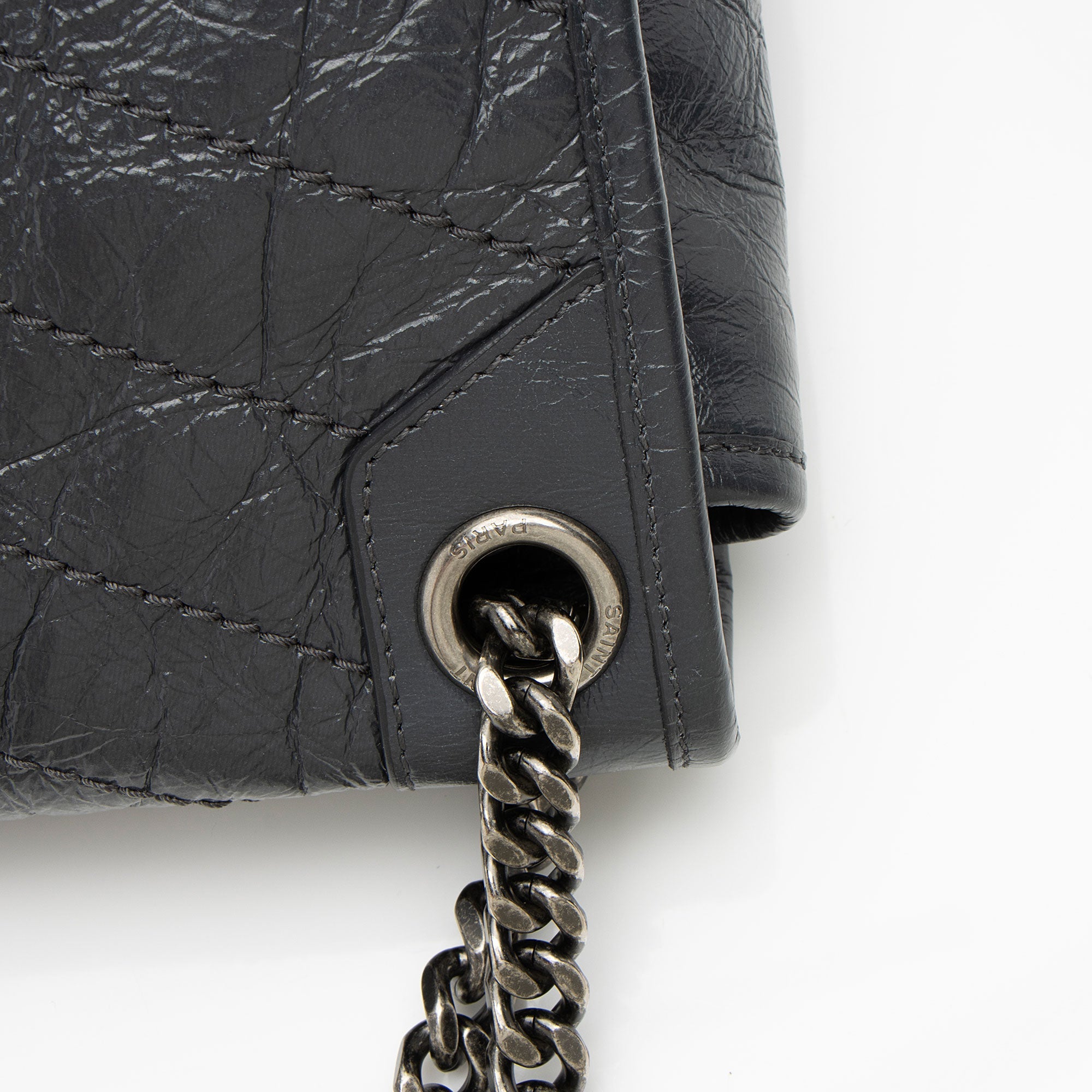 Saint Laurent Crinkled Calfskin Monogram Niki Medium Shoulder Bag