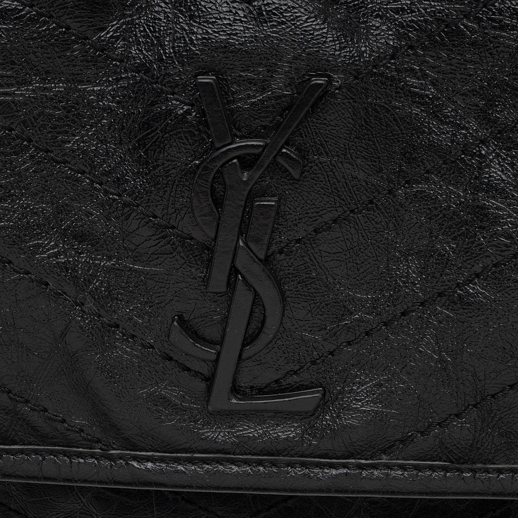 Saint Laurent Crinkled Calfskin Monogram Niki Medium Shoulder Bag