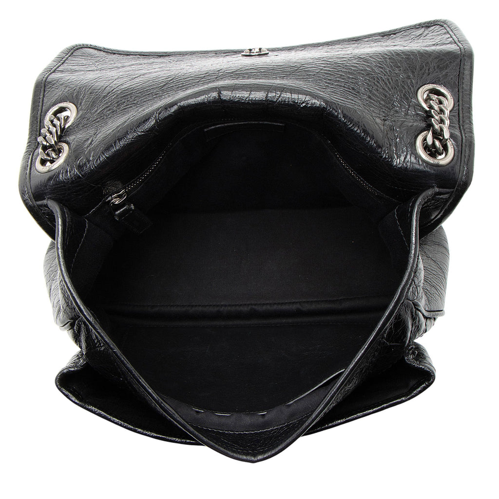 Saint Laurent Crinkled Calfskin Monogram Niki Medium Shoulder Bag (SHF-GOzKUg)